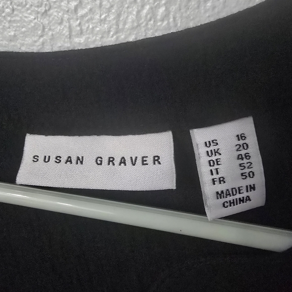 Susan Graver Black Womens Button Down Blouse, Size 16 - Picture 3 of 4